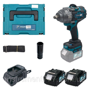 Мощный гайковерт ударный аккумуляторный PROFI-TEC PTW1002BL POWERLine : с АКБ 2шт-20 V 4.0 Aч, 1000 Нм 006653 фото