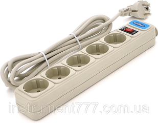 Мережевий подовжувач Svittex SV-002, 220 В, 10 А, 5 розеток, 3.0 м Сірий (YT-SV-002) TEX25 YT-SV-002 фото