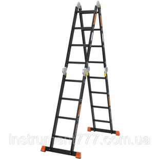 Лестница-трансформер алюминиевая 4 секции / 4 ступени BLUETOOLS : 4.70 м, 150кг 160-9016 фото