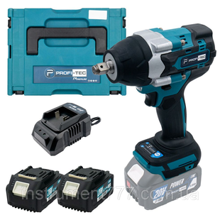 Мощный аккумуляторный гайковерт PROFI-TEC DTW800BL POWERLine: с АКБ 2-шт 20V, 4.0 Aч, 700 Нм 007042 фото