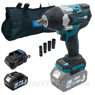 Мощный аккумуляторный гайкокрут PROFI-TEC DTW800BL POWERLine: с АКБ 20V, 4.0 Aч (007603) 007603 фото