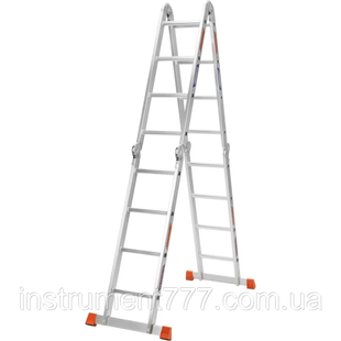 Лестница-трансформер алюминиевая 4 секции / 4 ступени BLUETOOLS : 4.70 м, 150кг (160-9013) 160-9013 фото