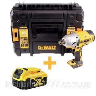 Гайковерт ударный аккумуляторный бесщеточный DeWALT DCF897NT (акум 5 ампер): 18В, 950 Нм, 3/4 DCF897NT+DCB184 фото