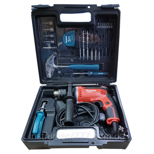 Професійна дриль електрична ударна (електродриль) MAKITA M8100KX2 + аксесуари : 710 Вт, 1.3-13 мм сверло TEX25 M8100KX2 фото
